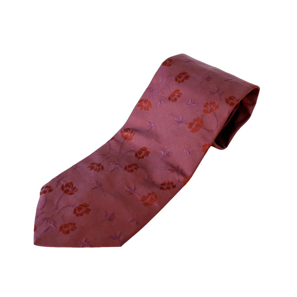 VTG Y2K Hugo Boss Italy Silk Floral Damask Tie Wedding Ascot Grandpa Luxury Work